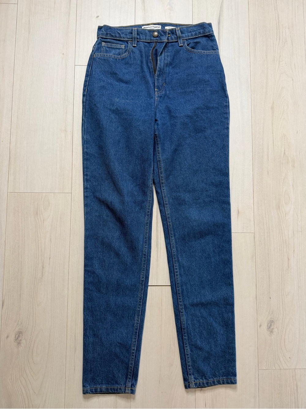 American Apparel High-Rise Dark Blue Straight Jeans